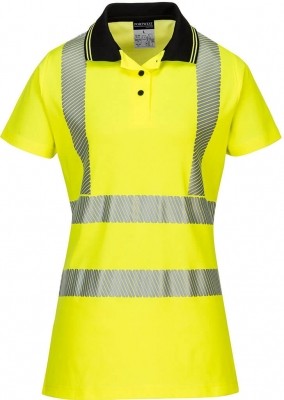 Tricou polo pro, pentru femei, galben/negru, regular, PW3, Portwest
