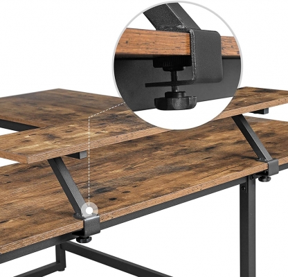 Birou in forma de L cu suport pentru monitor mobil, design industrial, maro/negru Vasagle