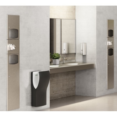 Uscator de maini vertical cu actionare senzor, din plastic alb, Dualflow Plus Mediclinics