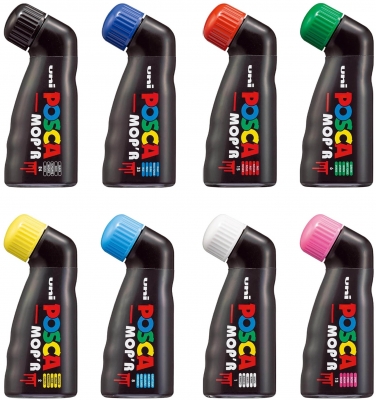 Marker cu vopsea Posca MopR PCM-22, varf rotund buretat 3-19 mm, 8 culori/set