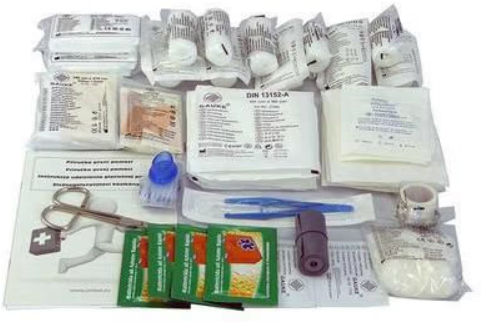 Trusa metalica de prim ajutor, de perete, cu cheie, 60 x 45 x 16, continut BIROU