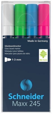Marker pentru sticla Maxx 245 Set 1, 4 culori/set Schneider 