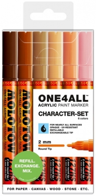 Marker cu vopsea acrilica ONE4ALL 127HS Character 6 culori/set Molotow