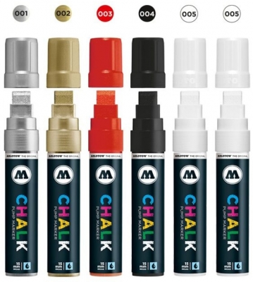 Marker creta lichida, varf High-Flow, 15 mm, Chalk Marker Basic, 6 culori/set Molotow