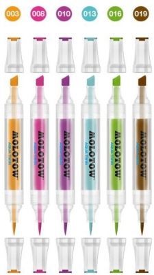 Marker, varf dublu, Aqua Twin Basic 2, 6 buc/set Molotow