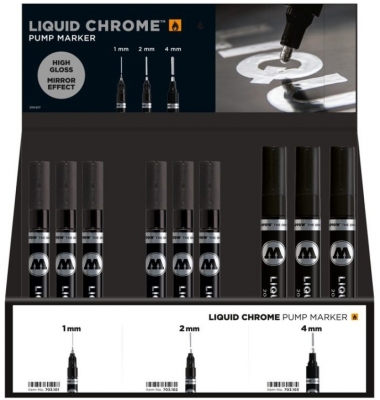Set 36 markere, diferite dimensiuni, Liquid Chrome Molotow