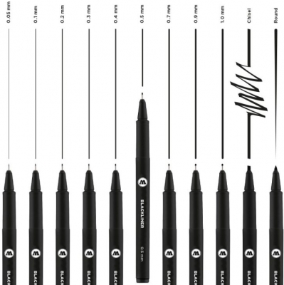 Liner, diferite dimensiuni, Blackliner Complete Set 11 buc/set Molotow