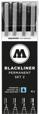 Liner, diferite dimensiuni, Blackliner Set 2, 4 buc/set Molotow