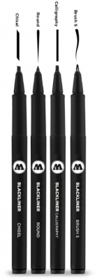 Liner, diferite dimensiuni, Blackliner Set 3, 4 buc/set Molotow