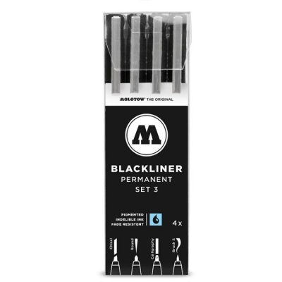 Liner, diferite dimensiuni, Blackliner Set 3, 4 buc/set Molotow