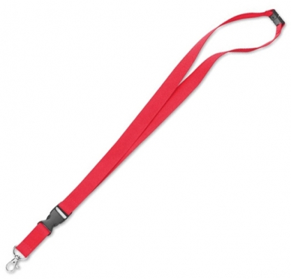 Snur textil rosu cu clip pentru ecuson