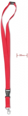 Snur textil rosu cu clip pentru ecuson