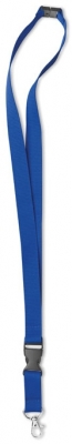 Snur textil albastru cu clip pentru ecuson