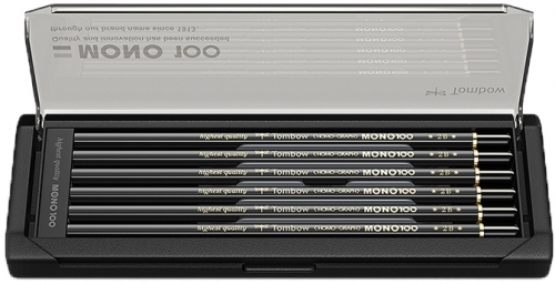 Creioane grafit, 2B, MONO 100, 12 buc/set Tombow