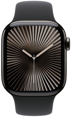 Apple Watch 10, GPS, Cellular, Carcasa Slate Titanium 42mm, Black Sport Band - S/M