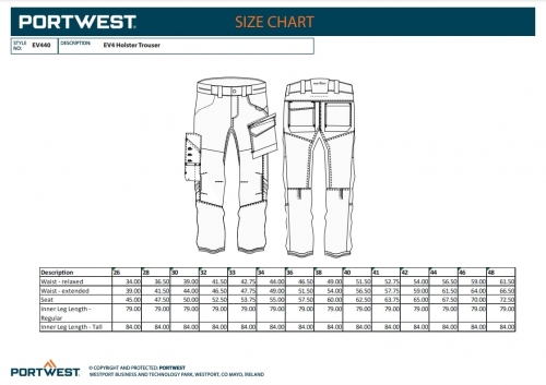 Pantaloni cu buzunare Holster detasabile, Clasa 1, Portocaliu/Gri, Regular, Portwest EV4