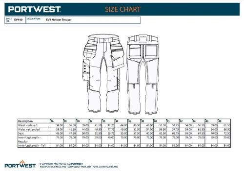 Pantaloni de lucru stretch Holster, Gri metalic, Short, Portwest EV4