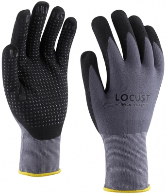 Manusi de asamblare din nailon/spandex cu palma imersata in microspuma de nitril, Gri, Locust, Rock Safety