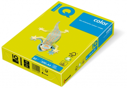 Hartie copiator IQ color neon A4 yellow 80 g/mp, 500 coli/top
