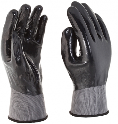 Manusi de asamblare din poliester/spandex imersate in nitril, Gri, NF1001, Rock Safety