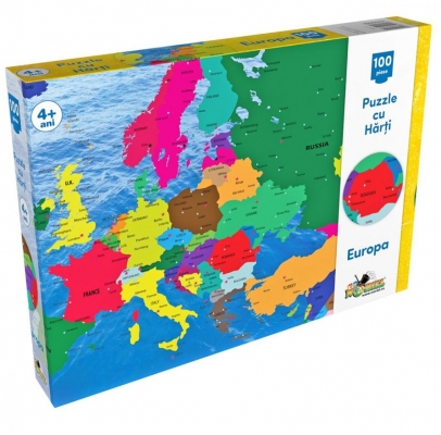 Puzzle cu harti, Harta Europei, 100 de piese Noriel