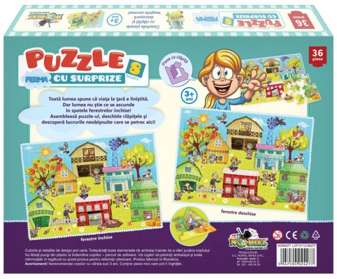 Puzzle cu surprize Ferma 36 piese Noriel