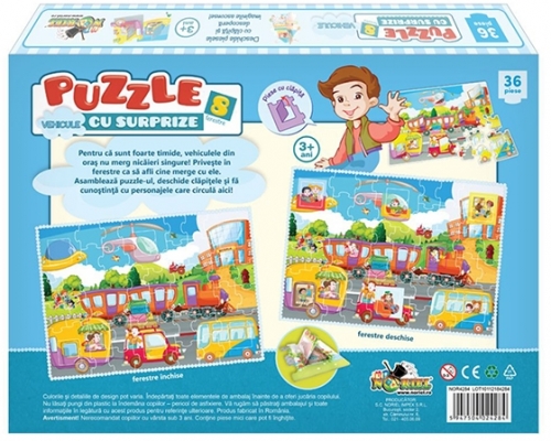 Puzzle cu surprize Vehicule 36 piese Noriel