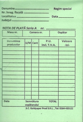 Nota de plata A6 autocopiativa 2 exemplare