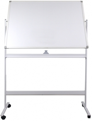Tabla alba magnetica, dubla fata, rotativa, 120 x 180 cm, pe stand mobil, profil aluminiu, Optima 