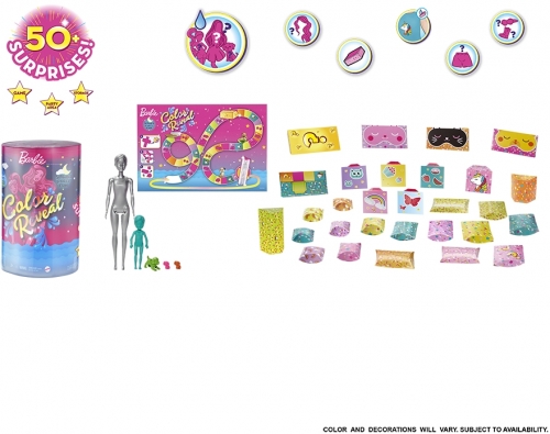 Papusa Descopera culoarea - set accesorii petrecere in pijamale Barbie