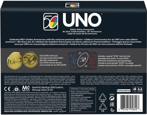 Carti de joc Uno 50 ani Mattel Games