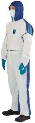 Combinezon respirabil, antistatic SMS, protectie tip 5/6 AlphaTec 1800 model 195 COMFORT BOUND, alb, Ansell