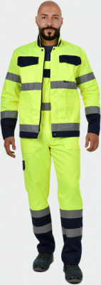 Pantaloni cu pieptar, reflectorizant, galben, Palltex