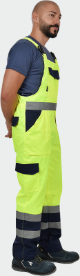 Pantaloni cu pieptar, reflectorizant, galben, Palltex