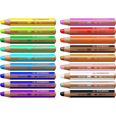 Creion colorat 3 in 1 Woody Stabilo