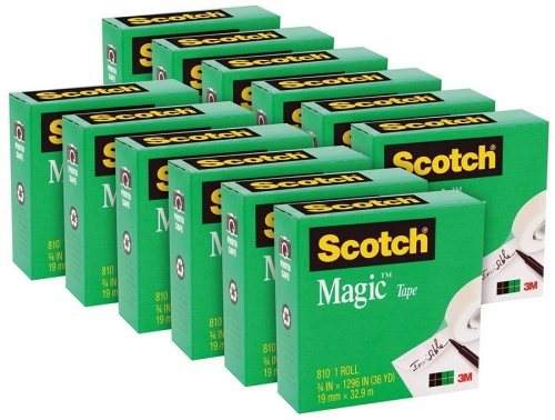 Banda adeziva 19 mm x 33 m, Scotch Magic, 12 buc/set 3M
