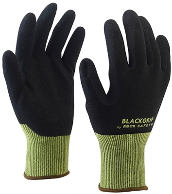 Manusi de asamblare din nailon/spandex cu palma imersata in spuma de nitril, Negru, Blackgrip, Rock Safety 