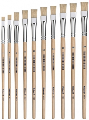 Pensula seria 613F, din par de porc, cu varf tesit, 10 buc/set, toate marimile, Pelikan 