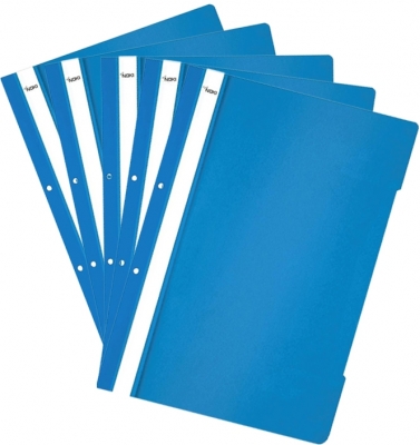 Dosar A4 din plastic cu sina si perforatii, culoare albastru inchis, 50 buc/set Noki