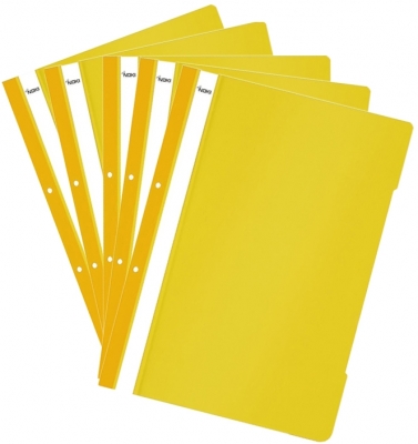 Dosar A4 din plastic cu sina si perforatii, culoare galben, 50 buc/set Noki