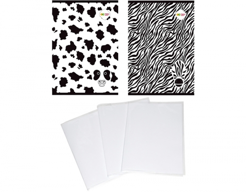 Pachet 10 caiete A4, 60 file, patratele, diverse modele + 10 coperti A4, Happy Color