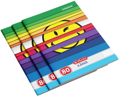 Caiet A4, 80 file, dictando, Smiley, 5 buc/set, Herlitz
