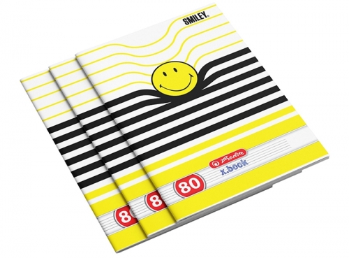 Caiet A4, 80 file, dictando, Smiley, 5 buc/set, Herlitz