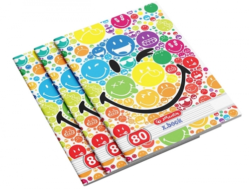 Caiet A4, 80 file, dictando, Smiley, 5 buc/set, Herlitz