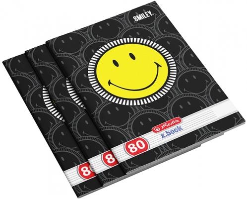 Caiet A4, 80 file, dictando, Smiley, 5 buc/set, Herlitz