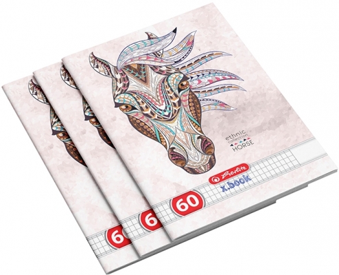 Caiet A4, 60 file, matematica, Ethnic Animals, 5 buc/set, Herlitz