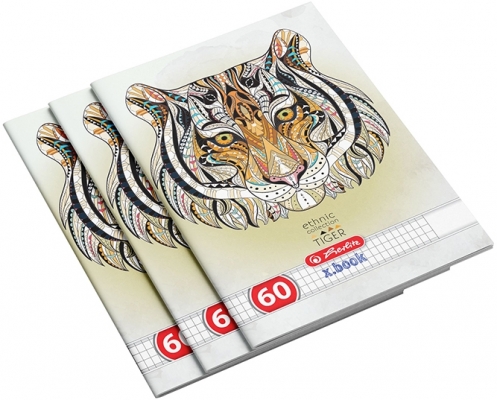 Caiet A4, 60 file, matematica, Ethnic Animals, 5 buc/set, Herlitz