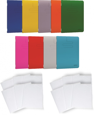 Pachet 10 caiete + coperti A5 48 file, coperta PP, patratele, colturi rotunjite, diverse culori