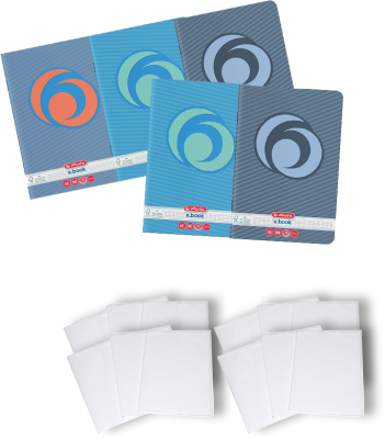 Pachet 5 caiete + coperti A5, 80 file, 70g/mp, matematica, Rainbow Herlitz