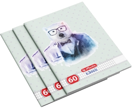 Caiet A4, 60 file, matematica, Hipster Animals, 5 buc/set, Herlitz